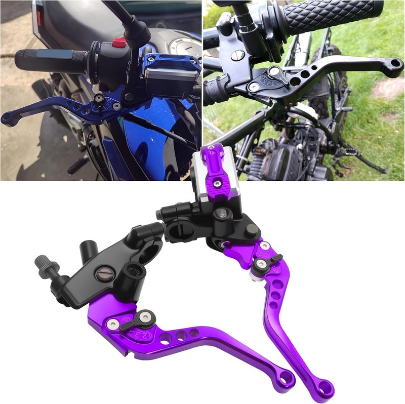 JXPANG أسطوانة فرامل مقبض دراجة نارية عالمي 7/8" 22 مم مع ذراع القابض CNC مجموعة يسار ويمين متوافقة مع هارلي هوندا كاواساكي سوزوكي ياماها (قطر المكبس 12.7 مم (أرجواني)) - Image 5